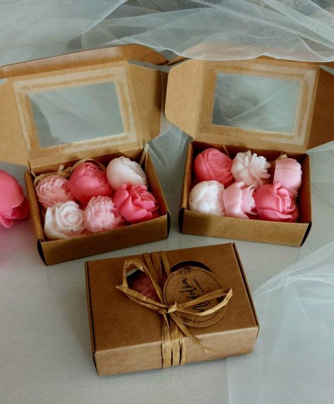 Dekoracyjne mydełka kwiaty - zestaw 6 szt. handmade, prezent, podziękowanie