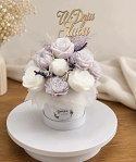 Dekoracyjny Flower Box z Mydełek Glicery M - Lawenda - Rękodzieło - Prezent