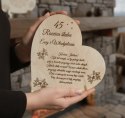 Drewniane serce z grawerem na rocznicę ślubu - prezent personalizowany