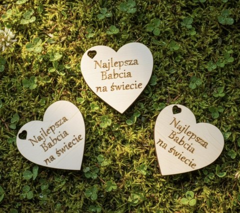 Drewniany breloczek serce 5 cm grawer personalizowany sklejka zawieszka