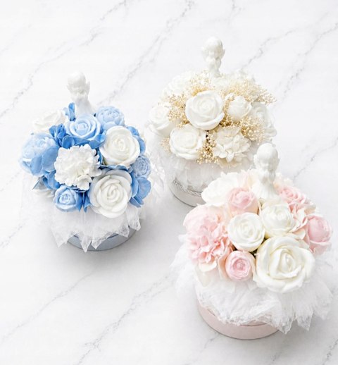 Flowerbox komunia chrzest różowy| mydlany | zapach jaśmin magnolia |M