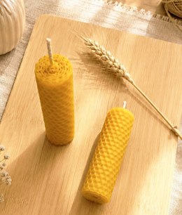 Świece z naturalnej węzy pszczelej 2 szt. Z lawendą w pudełku prezentowym